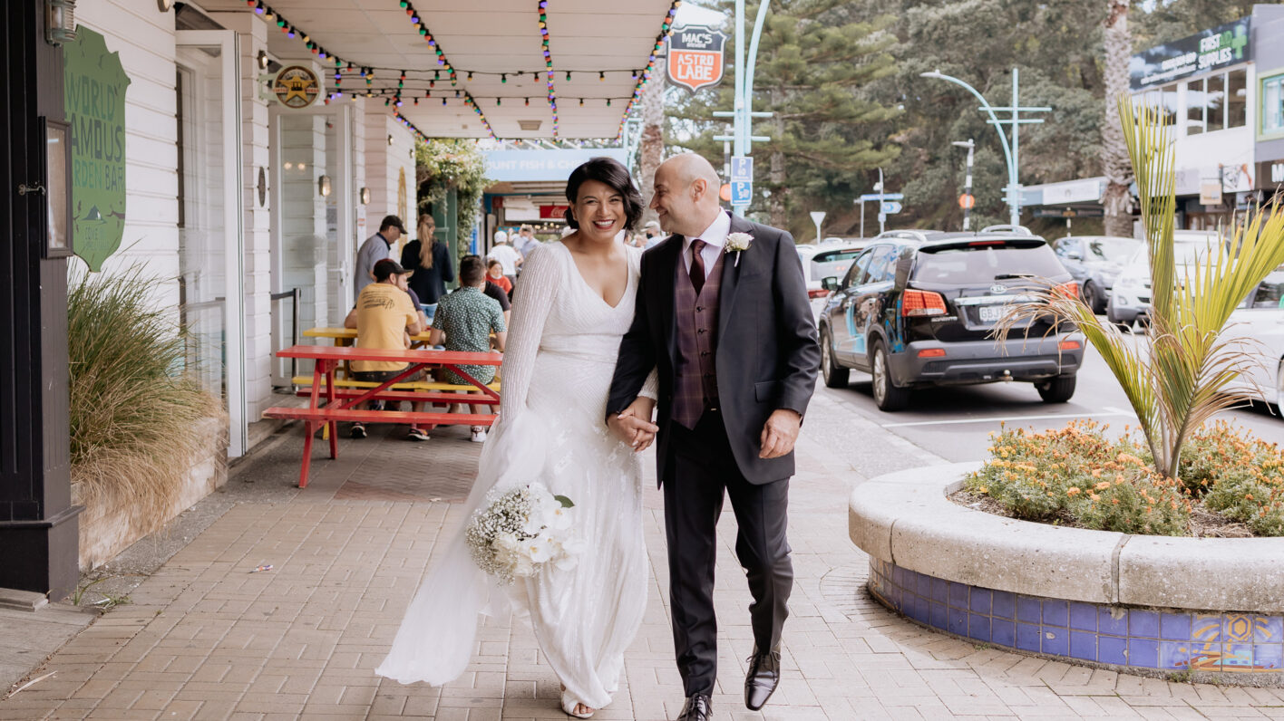 Wedding Photos on Mount Maunganui main street photography