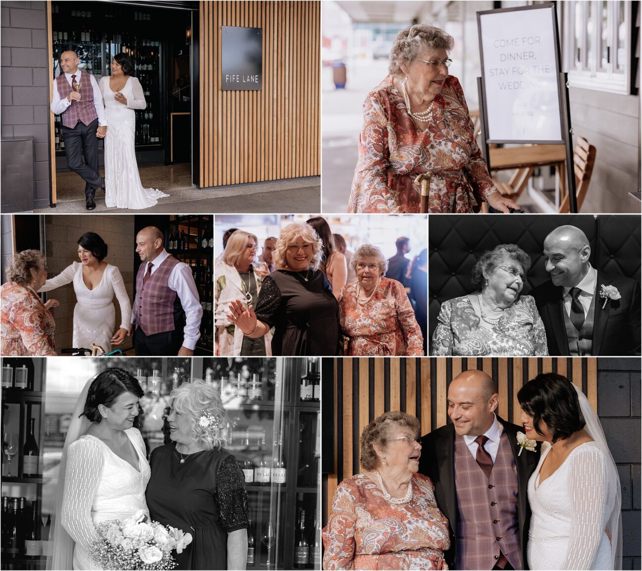 Happy candid moments before wedding ceremony at Fife lane kitchen and bar