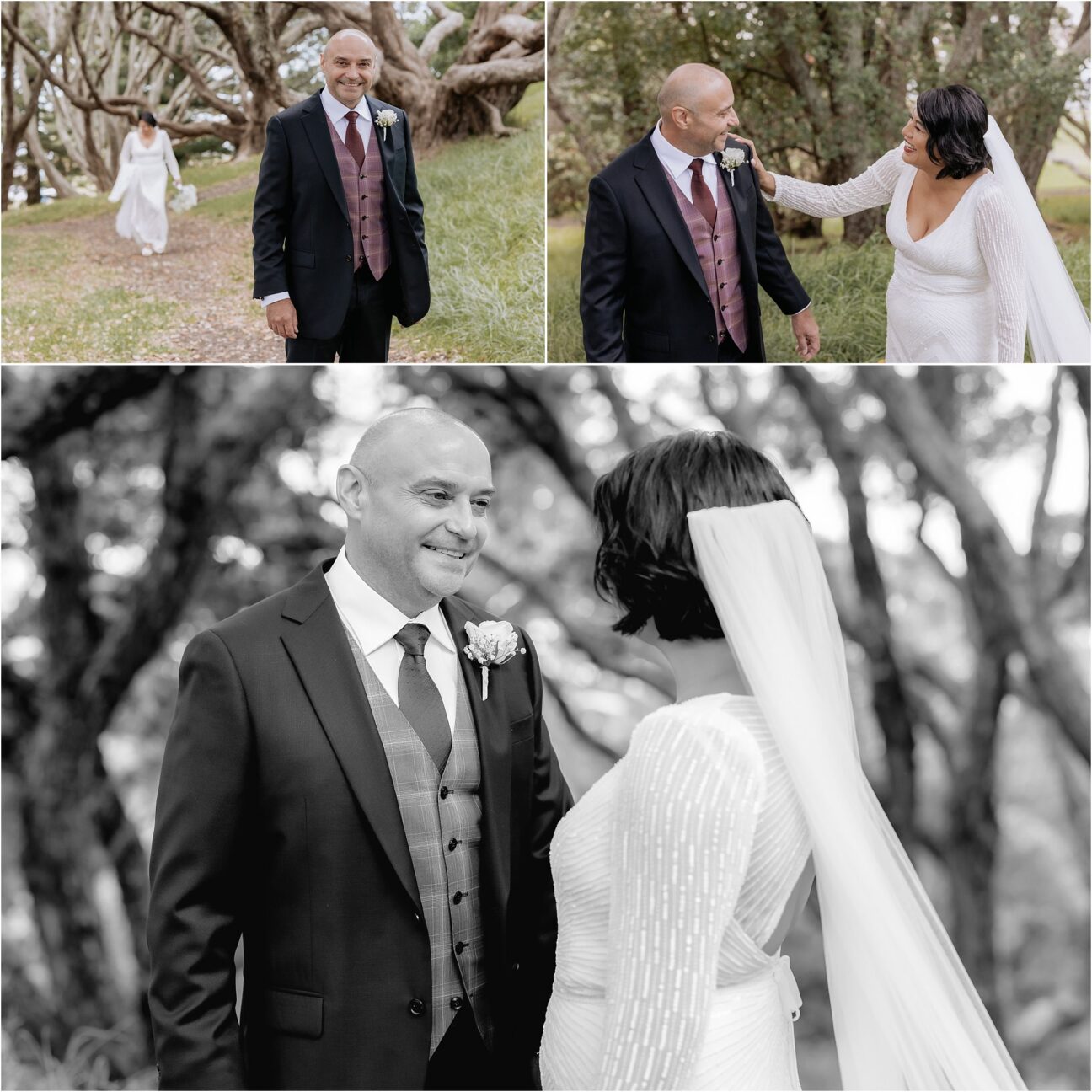 first look wedding photos at Mount Drury Mount Maunganui