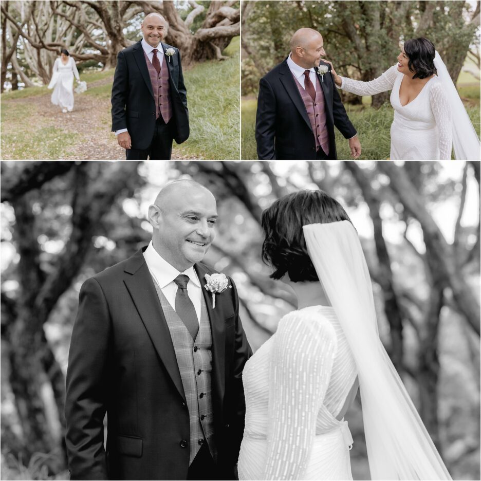 first look wedding photos at Mount Drury Mount Maunganui