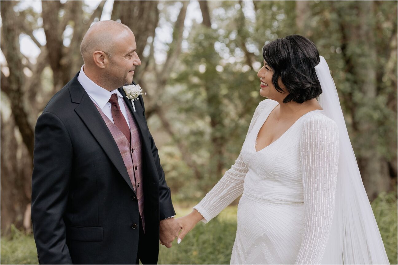 first look between bride and groom