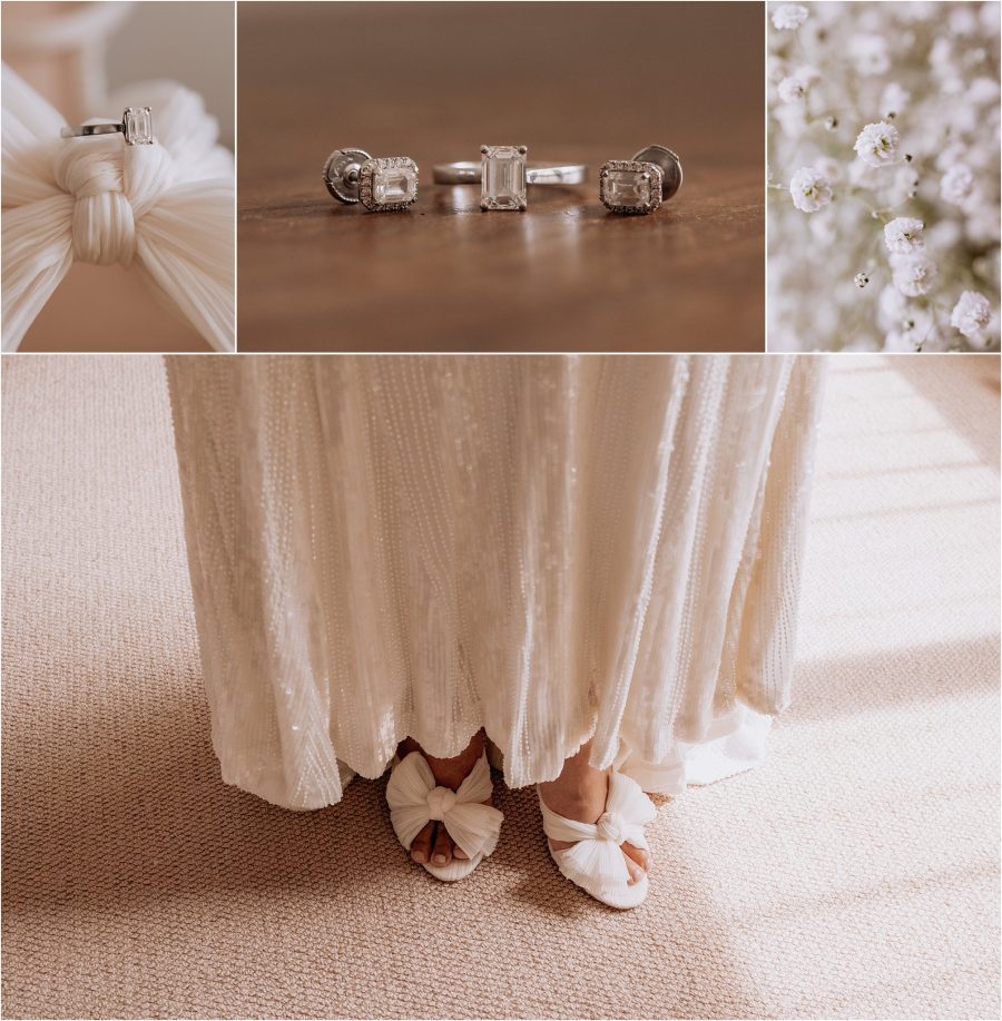 Brides details shoes, rings, earrings