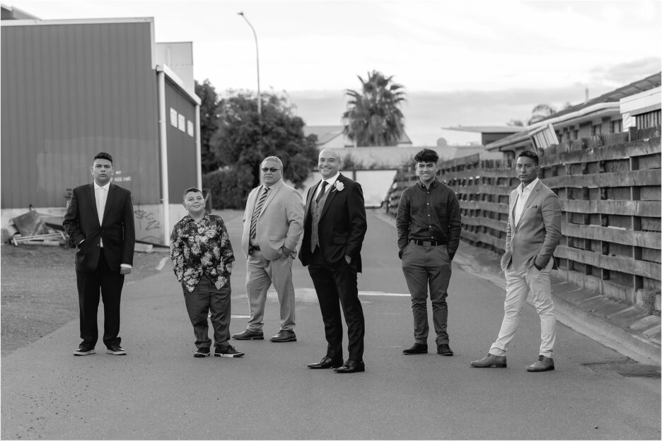 Groom with groomsmen on Fife lane