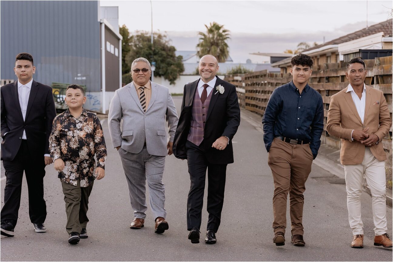 Boys wedding party on Fife lane