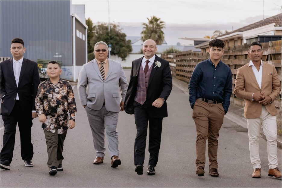 Boys wedding party on Fife lane