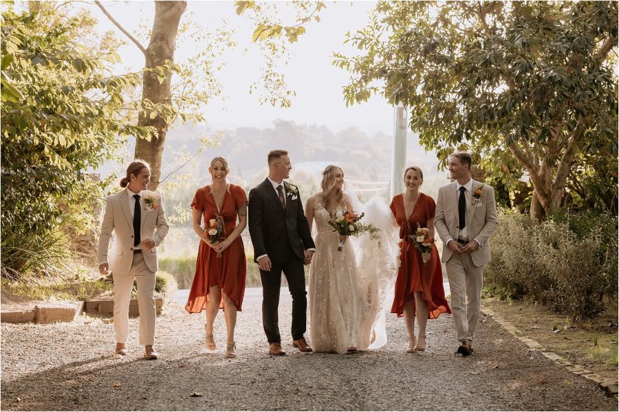 Persimmon Lane driveway with wedding party walking