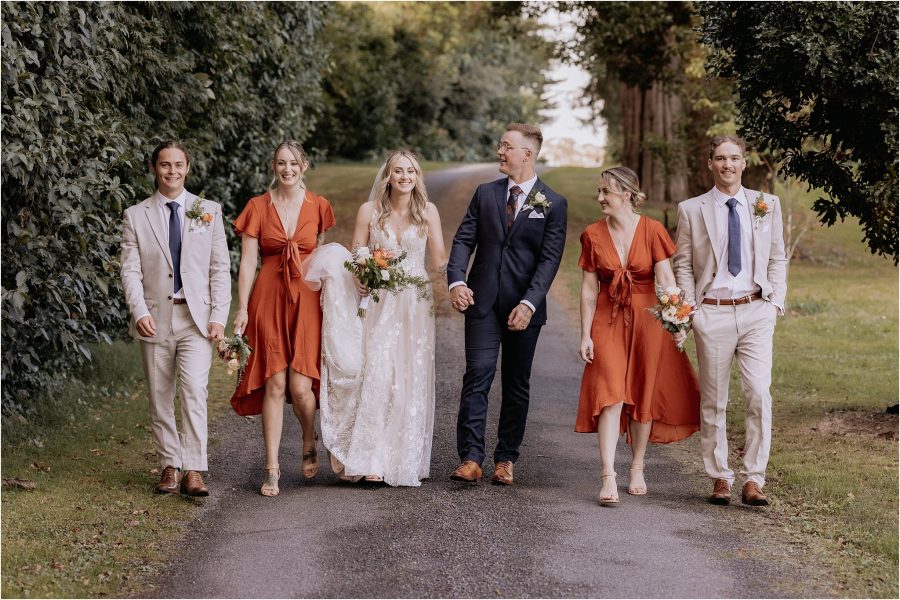 Happy laughing natural wedding party photos