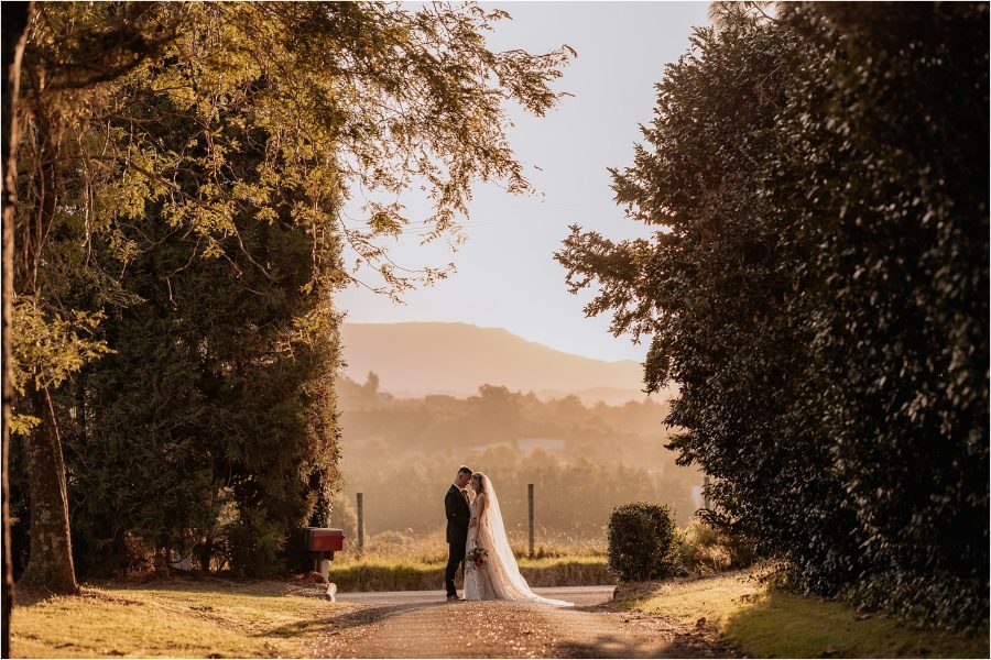 Wedding couple as sunsets