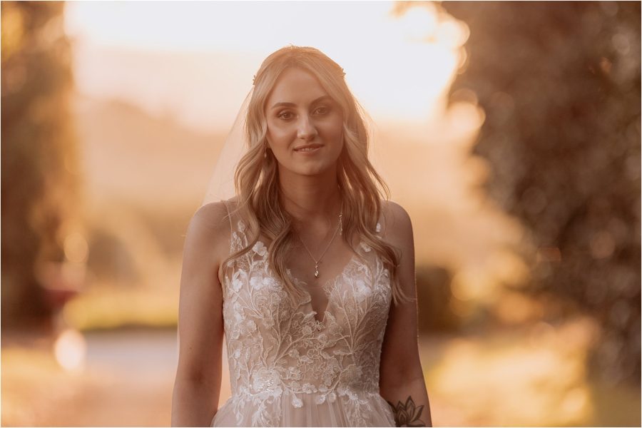 beautiful bride at golden hour photography