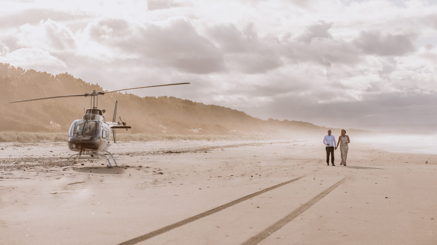 Heli wedding on Matakana Island