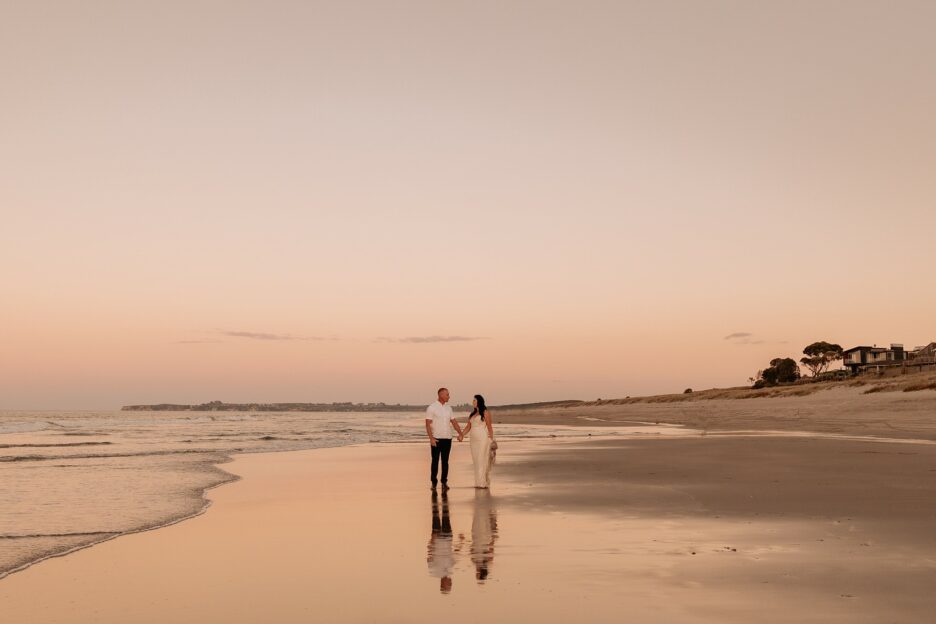 sunset photo Papamoa east of bride and groom