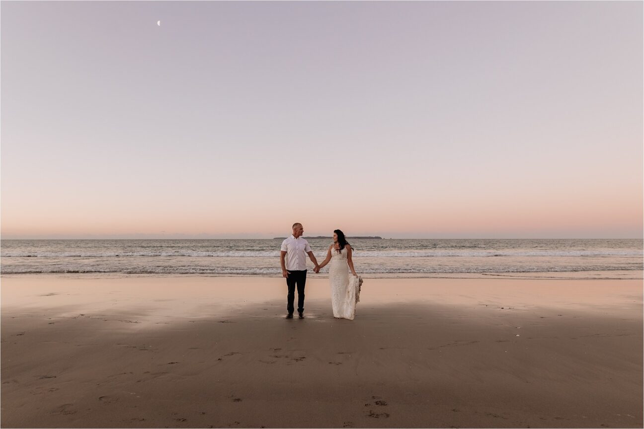 wedding photos with Motiti Island in background