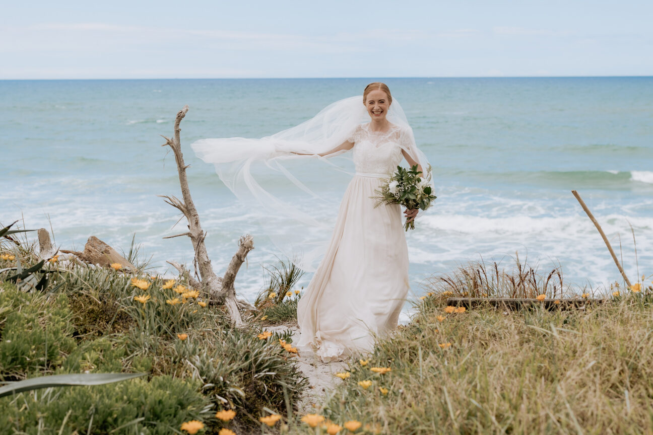 Bride on Pongakawa Beach