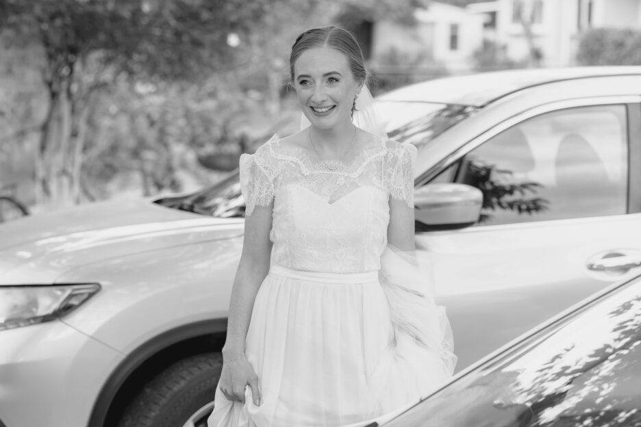 Bride arrives at Old Forest School Te Puke