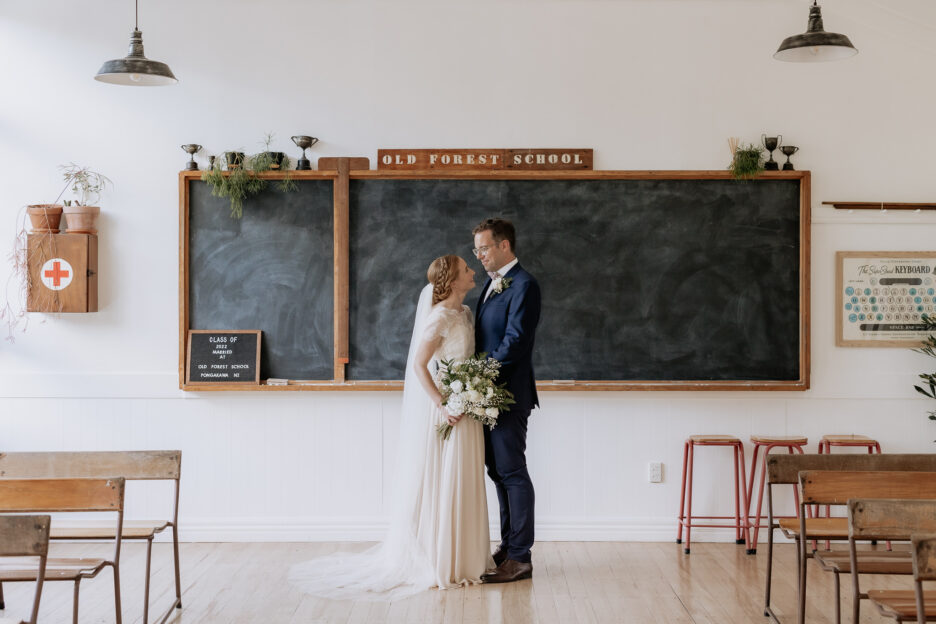 Wedding photos in school house Old Forest School