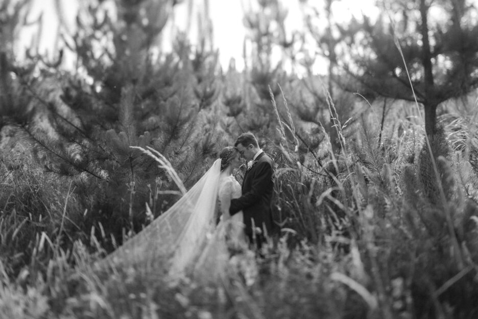vintage style wedding photography in the forest of trees at Old Forest School