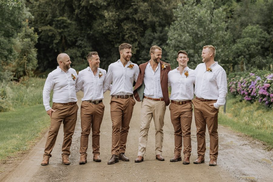 Country colours groomsmen at the Run Whakatane