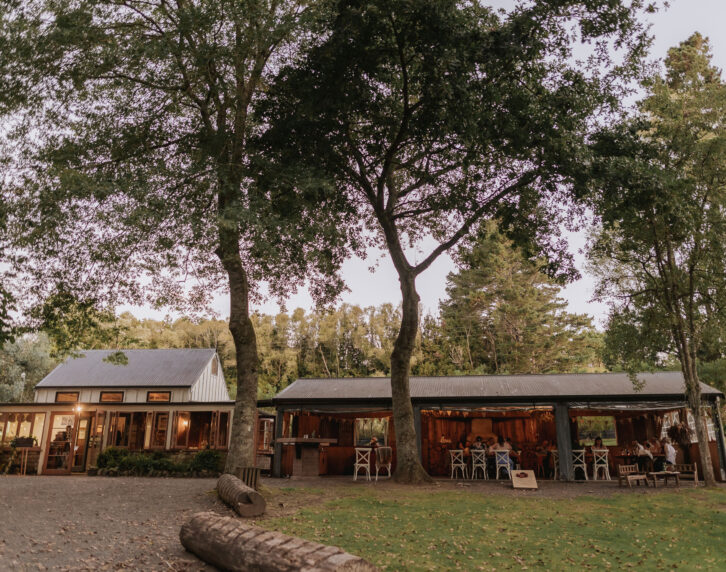 Falls Retreat Wedding venue reception at dusk