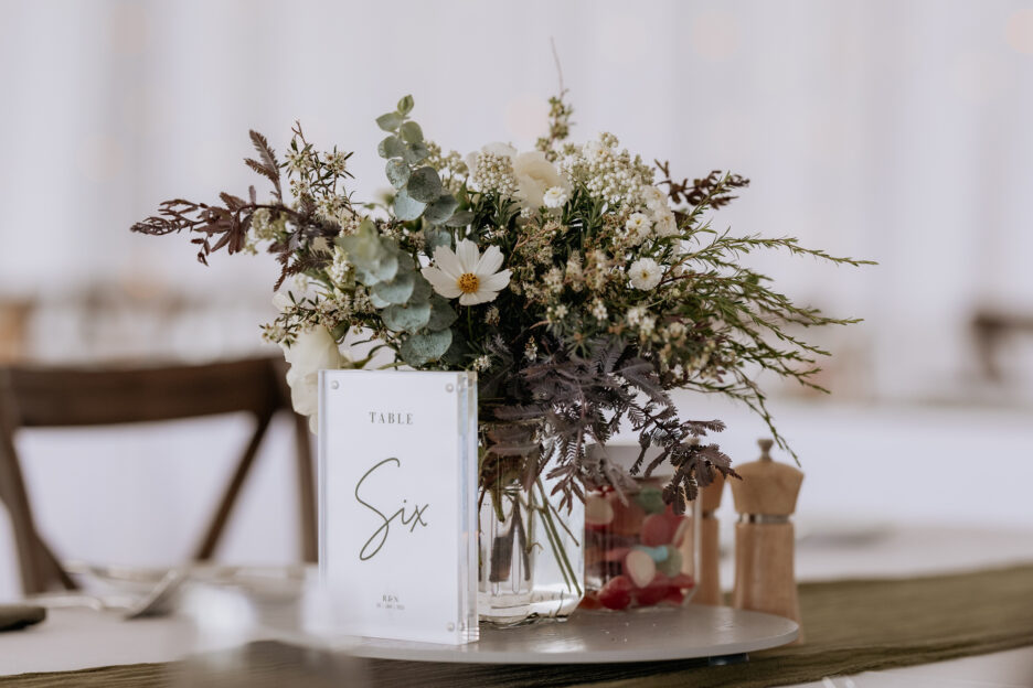 Country table flowers display