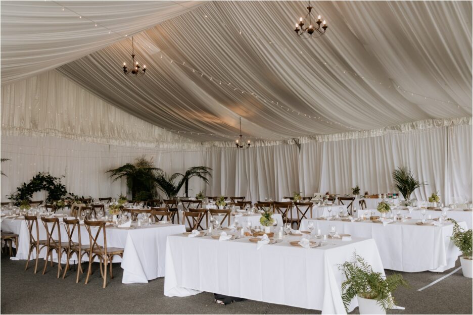 Inside Longfords estate wedding marquee