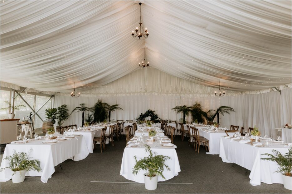 Longfords estate tables decorated with greenery