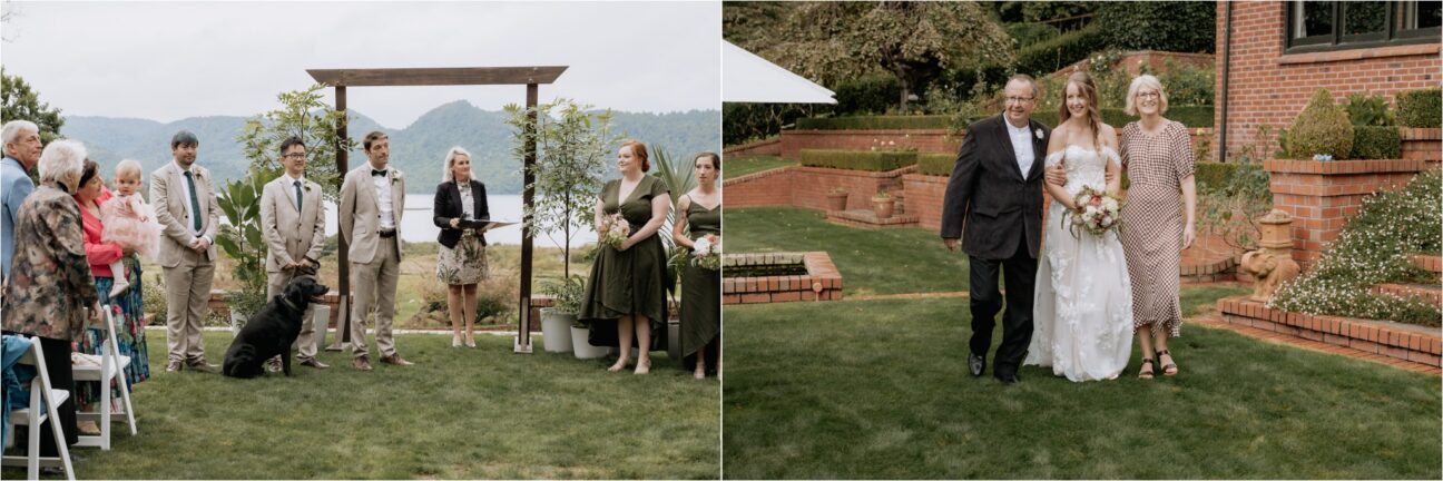 Parents walk bride down aisle