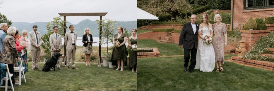 Parents walk bride down aisle