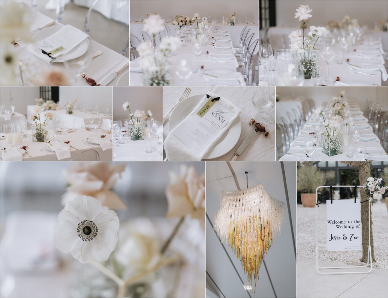 details table favors and flowers on table settings at black walnut tauranga reception area