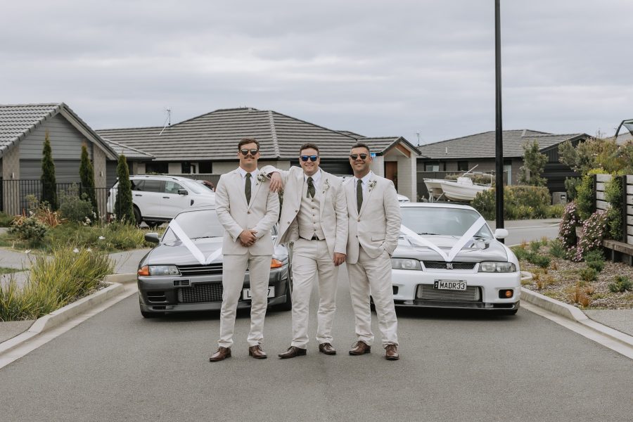 boys in front of wedding cars in tauranga