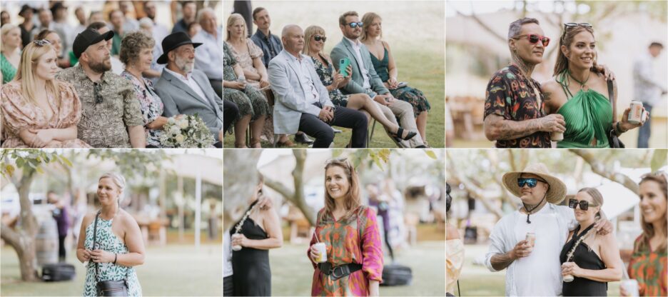 happy wedding guests watching wedding