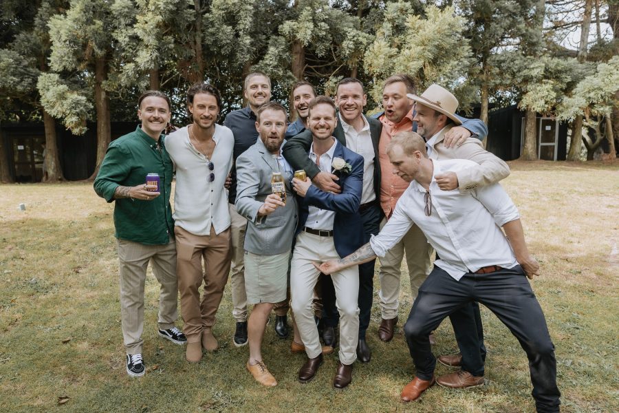 Boys and groomsmen being silly