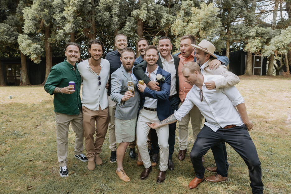 Boys and groomsmen being silly