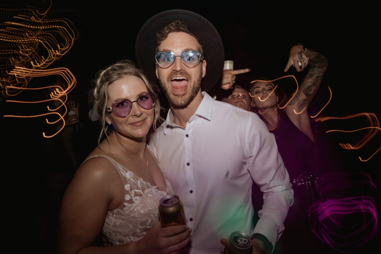 celebrating bride and groom