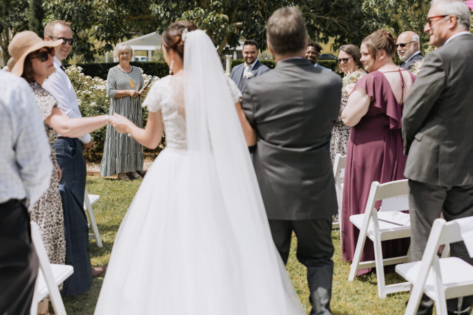 Groom see's bride first time at ceremony