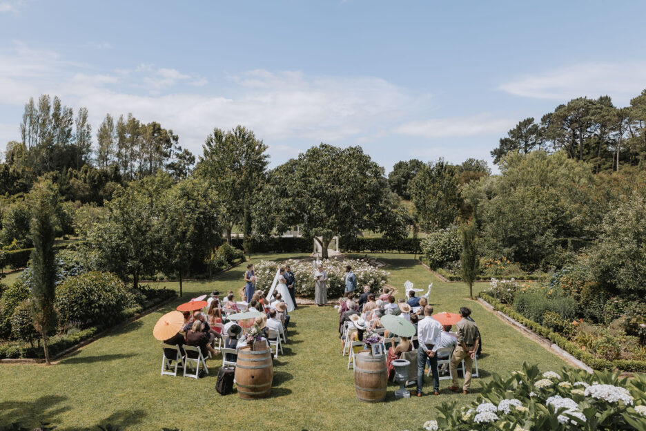 wedding ceremony in progress in garden Katikati