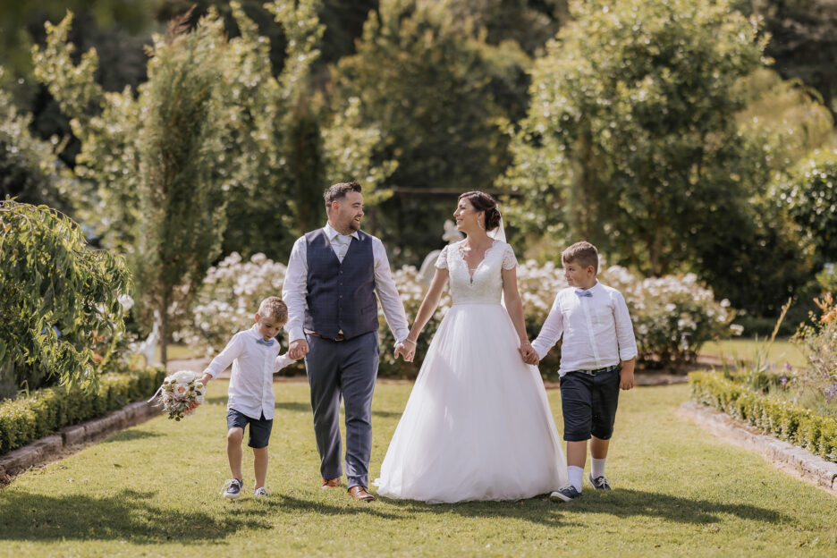 Happy family photo Villa vie wedding