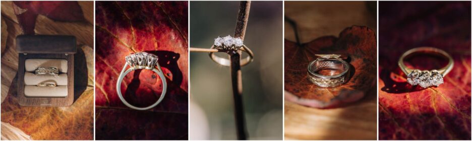 autumn leaves and wedding rings