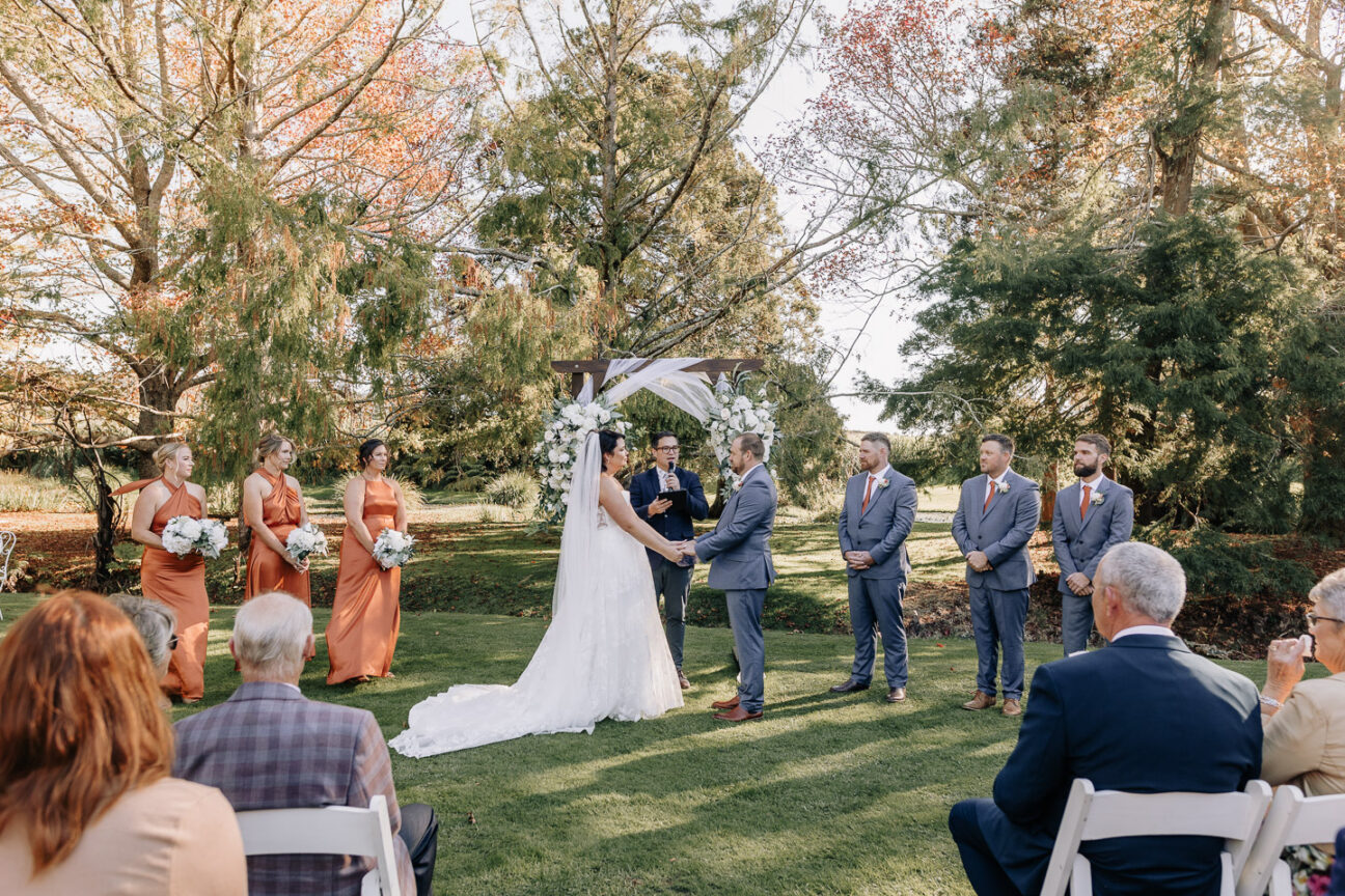 Autumn wedding ceremony waterlily gardens