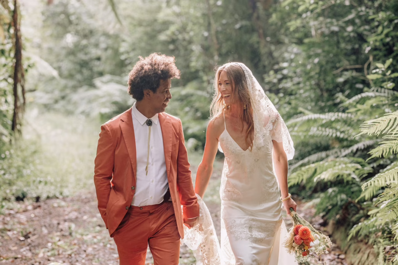 No 2 road wedding walking in New zealand bush