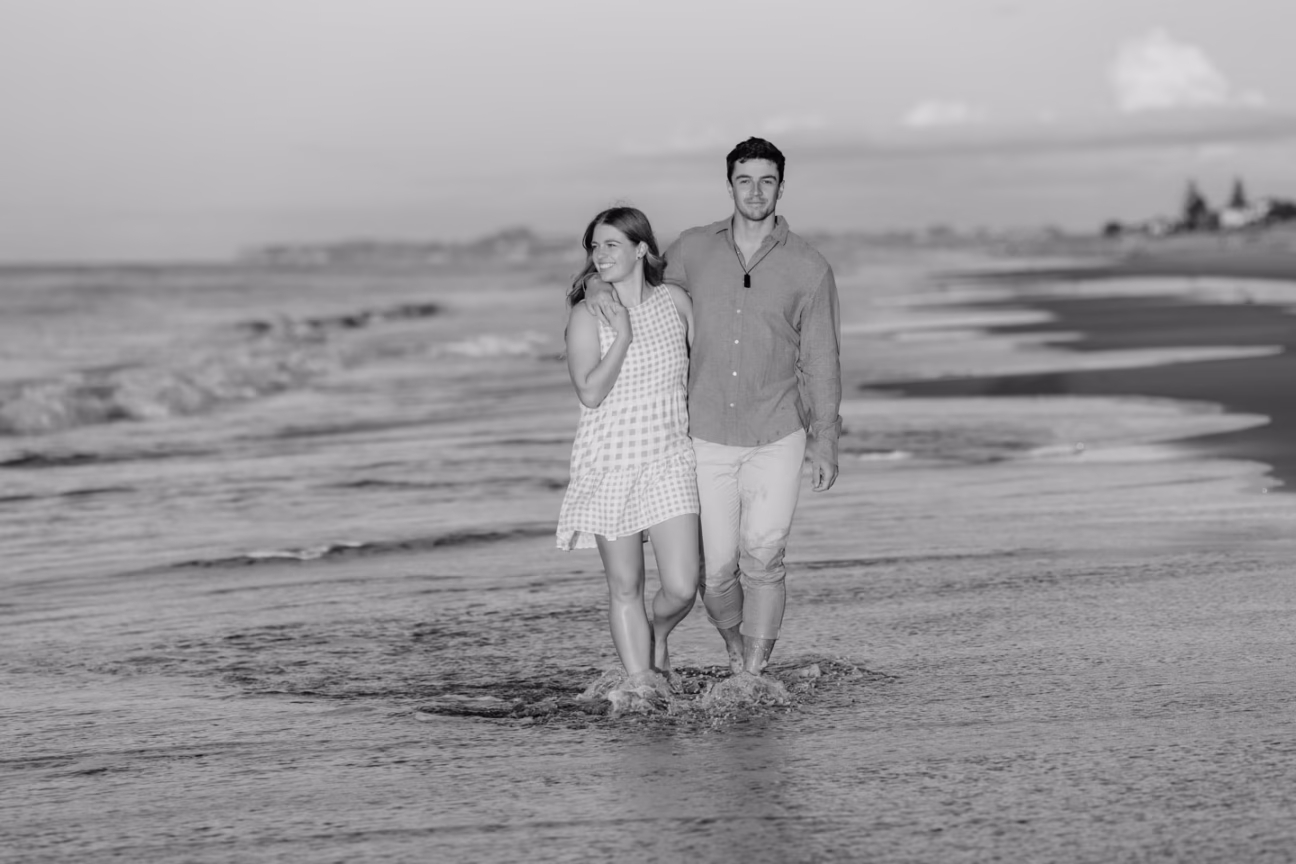 Engagement walking Papamoa beach